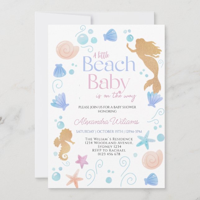 A little Beach Baby Baby shower  Invitation (Front)