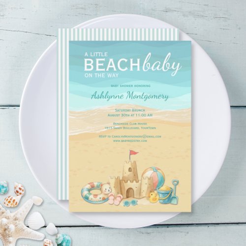 A Little Beach Baby Sandcastle Shower Invitation