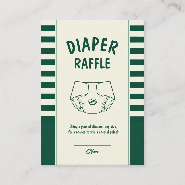 A Little Bean Is Brewing Baby Shower Diaper raffle Enclosure Card (Front)