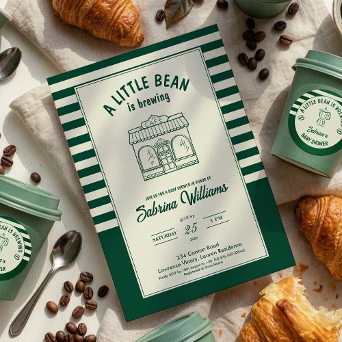 A Little Bean Is Brewing Baby Shower Invitation