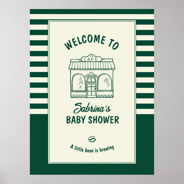 A Little Bean Is Brewing Baby Shower Poster (Front)