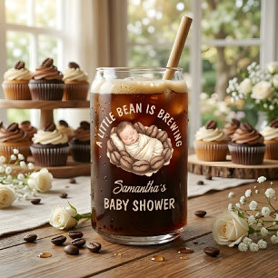 A Little Bean Is Brewing Coffee Baby Shower Favor Can Glass