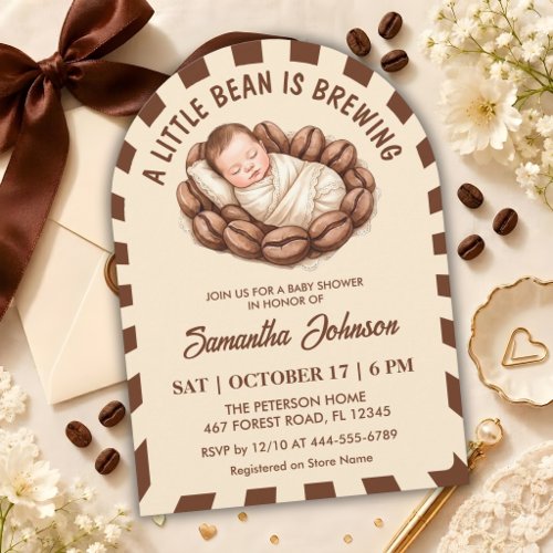 A Little Bean Is Brewing Coffee Baby Shower Invitation