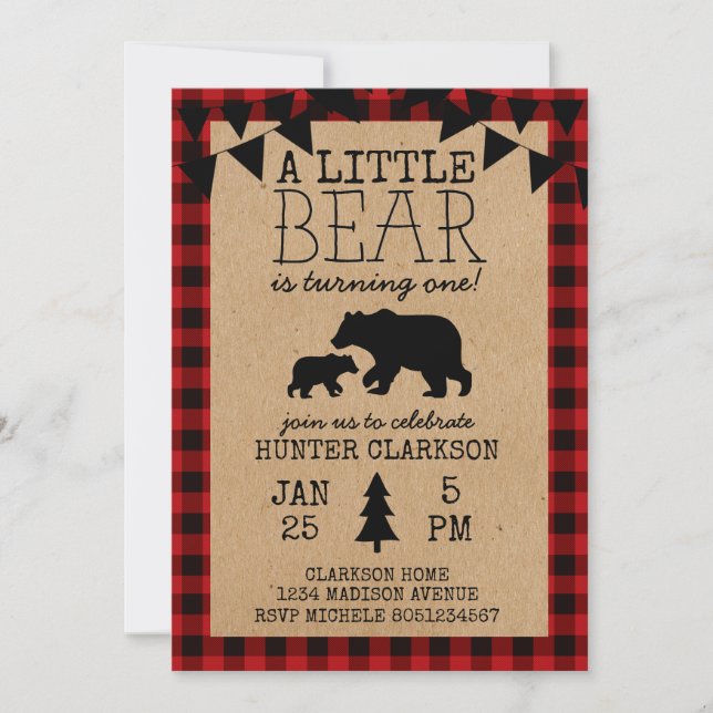 A Little Bear Birthday Invitation (Front)