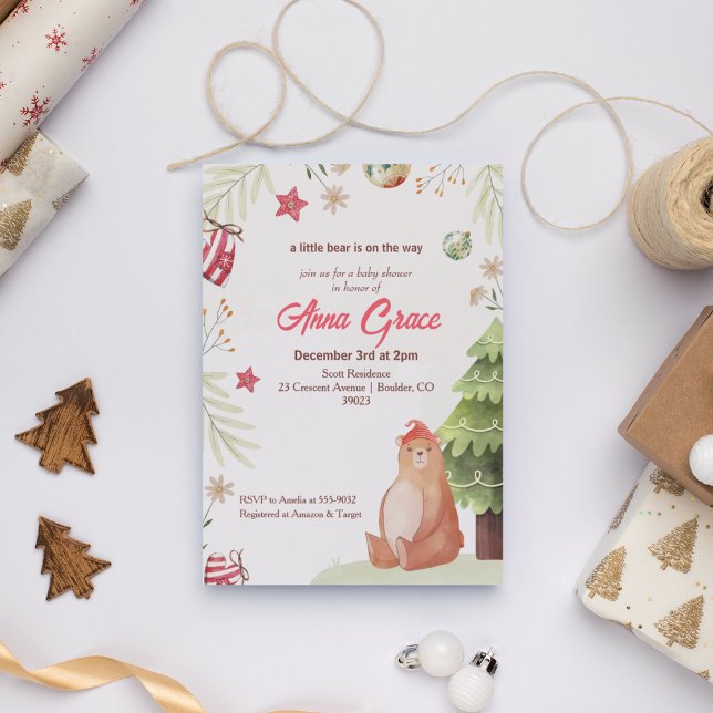 A Little Bear Christmas Baby Shower Invitation (Creator Uploaded)