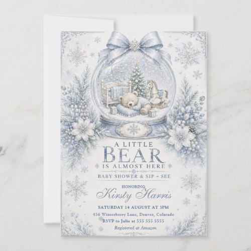 A Little Bear Is Almost Here Winter Baby Shower Invitation