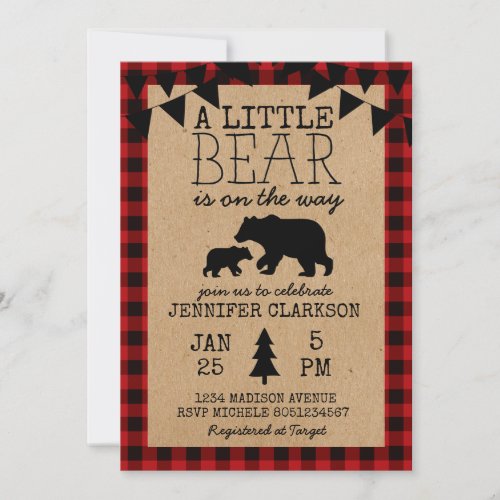A Little Bear Is On The Way Baby Shower Invitation