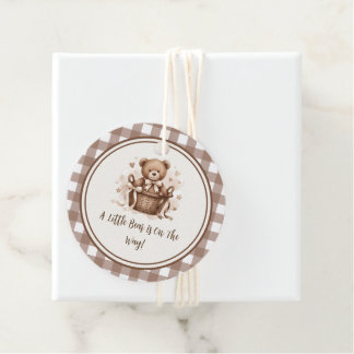 A Little Bear Is On The Way Neutral Coffee Brown Favor Tags