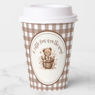 A Little Bear Is On The Way Neutral Coffee Brown Paper Cups