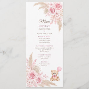 A Little Bear Pink Teddy Bear Baby Shower Menu