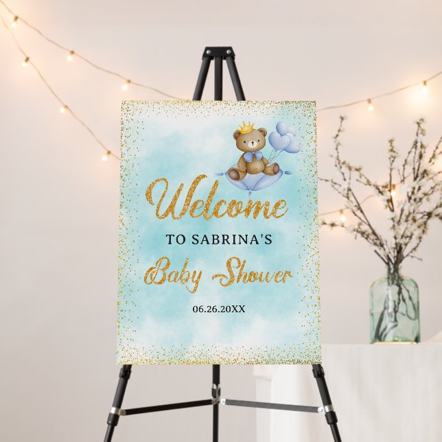 A Little Bear Prince Baby Shower Welcome Sign (In Situ (Stand))