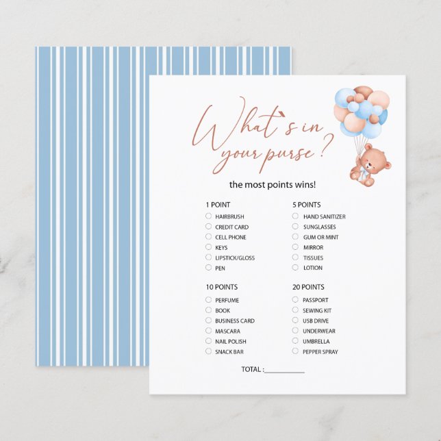 A little bearly baby  What is in your purse game (Front/Back)