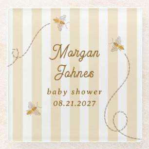 A Little Bee Baby Shower Glass Coaster