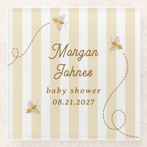 A Little Bee Baby Shower Glass Coaster