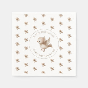 A Little Bird Told Me Neutral Cute Baby Shower Napkins