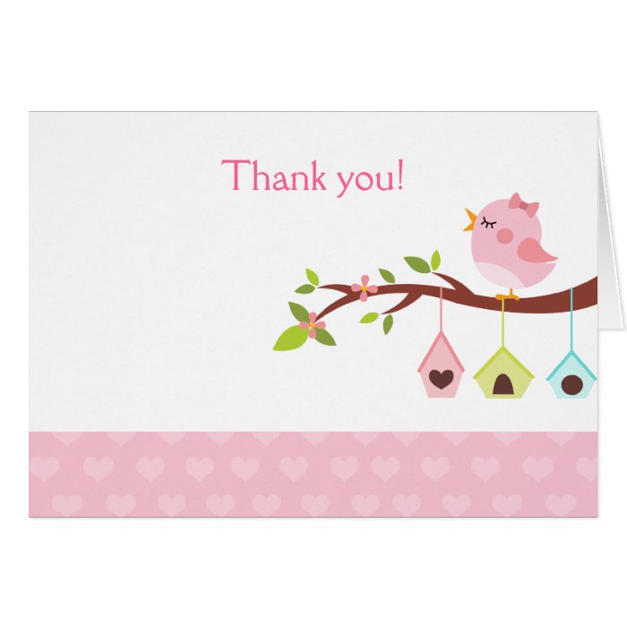 Little Birdie (Pink) Birthday Thank you Card