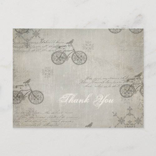 A Little Birdie Told Me So Bicycle Thank you Postcard
