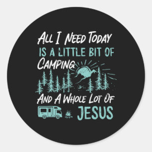A Little Bit Of Camping And Jesus Motorhome Camper Classic Round Sticker