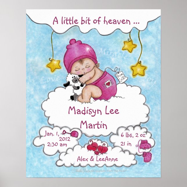 A Little Bit of Heaven-Birth Info for Girl Poster (Front)