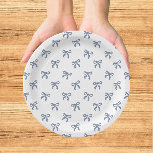 A Little Blue Jean Baby Blue Coquette Bow Paper Plates