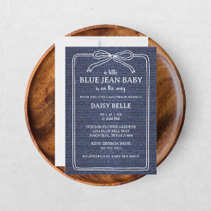 A Little Blue Jean Baby Denim Boy Baby Shower  Announcement