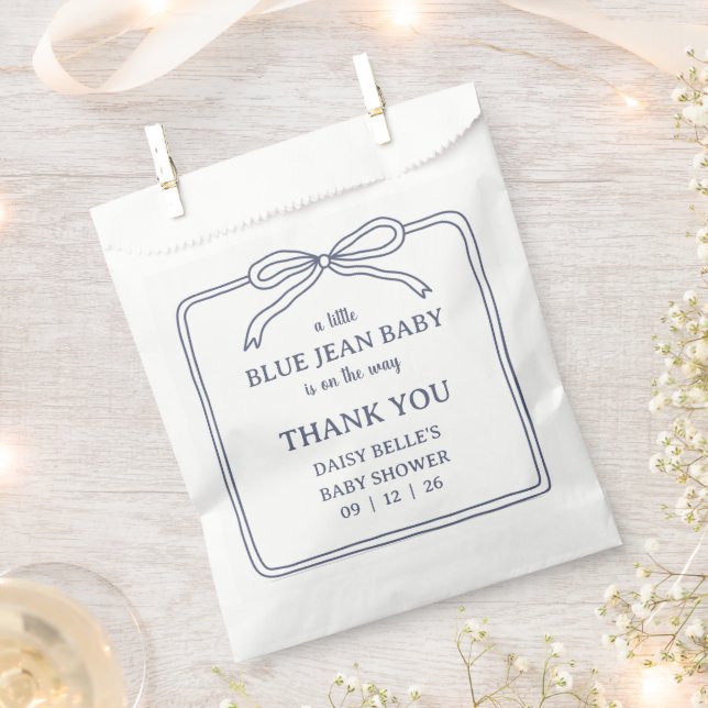 A Little Blue Jean Baby Denim Boy Baby Shower  Favor Bag (Clipped)