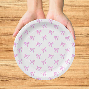 A Little Blue Jean Baby Pink Coquette Bow Paper Plates