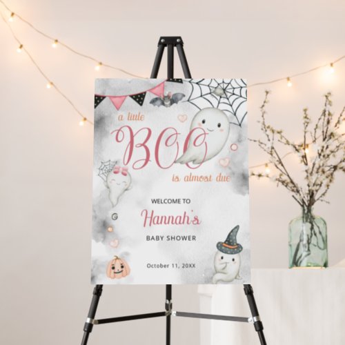A Little Boo Almost Due Girl Baby Shower Welcome Foam Board