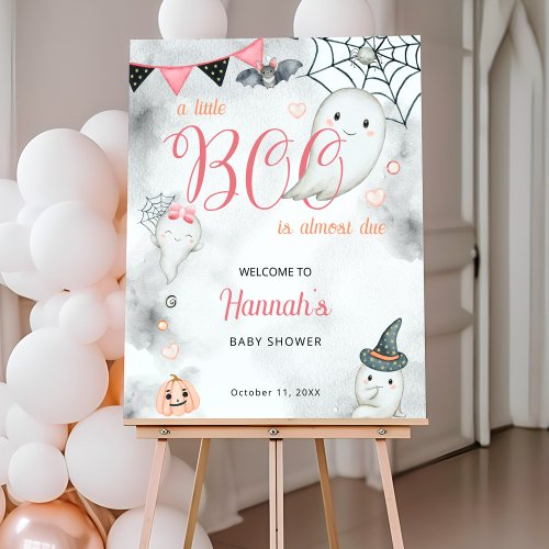 A Little Boo Almost Due Girl Baby Shower Welcome Foam Board
