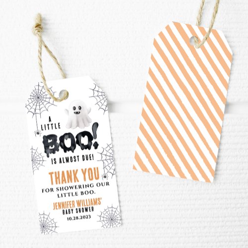 A little boo baby shower Halloween thank you Gift Tags