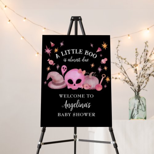A Little Boo Black Halloween Baby Shower Welcome Foam Board