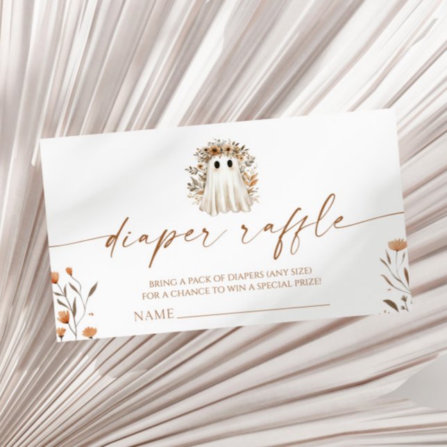 A Little Boo Boho Ghost Baby Shower Diaper Raffle Enclosure Card (Creator Uploaded)