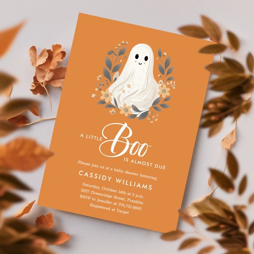 A Little Boo Boho Ghost Halloween Baby Shower  Invitation
