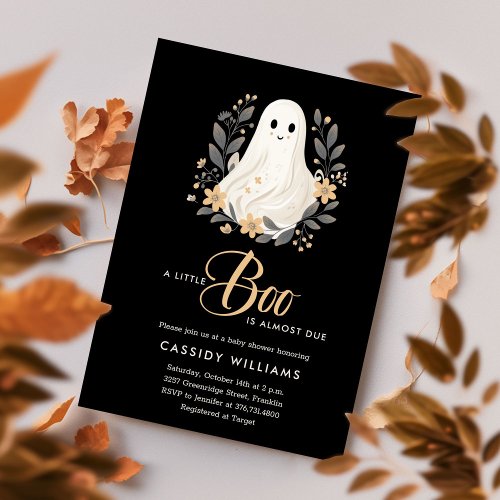A Little Boo Boho Ghost Halloween Baby Shower  Invitation
