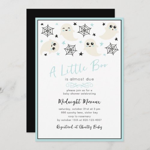 A Little Boo Boy Halloween Baby Shower  Invitation