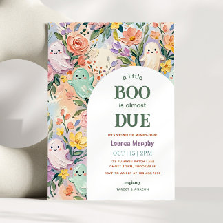 A Little Boo Colorful Floral Halloween Baby Shower Invitation