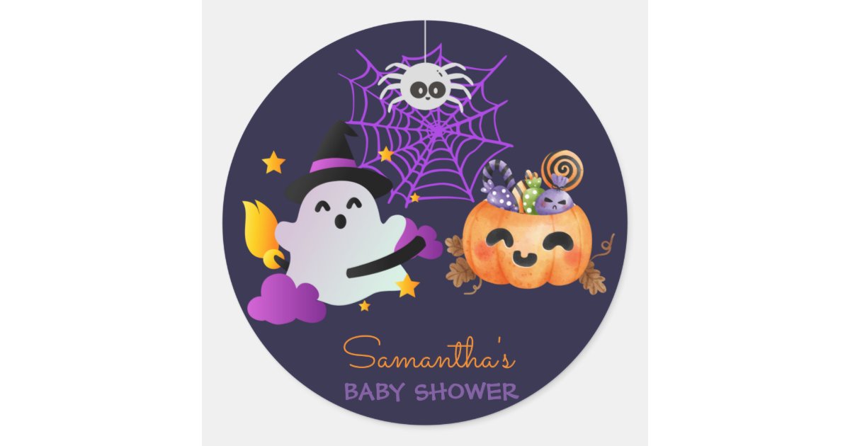 Boo Custom A Little Boo Custom Halloween Baby Shower Sticker | Zazzle