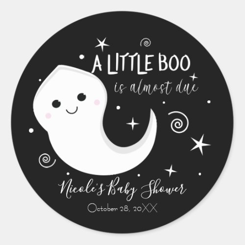 A Little Boo Cute Ghost Halloween Baby Shower   Classic Round Sticker