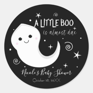 A Little Boo Cute Ghost Halloween Baby Shower Classic Round Sticker