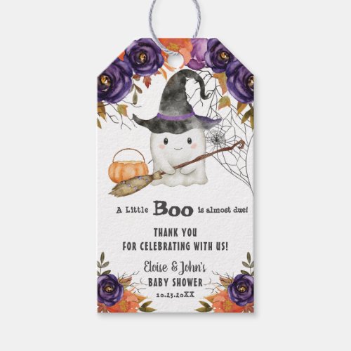 A Little Boo Cute Ghost Halloween Baby Shower Gift Tags