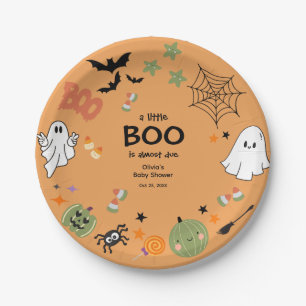 A Little Boo Cute Ghost Halloween Baby Shower  Paper Plates