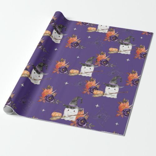 A Little Boo Cute Ghost Halloween Baby Shower Wrapping Paper
