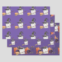 A Little Boo Cute Ghost Halloween Baby Shower Wrapping Paper Sheets