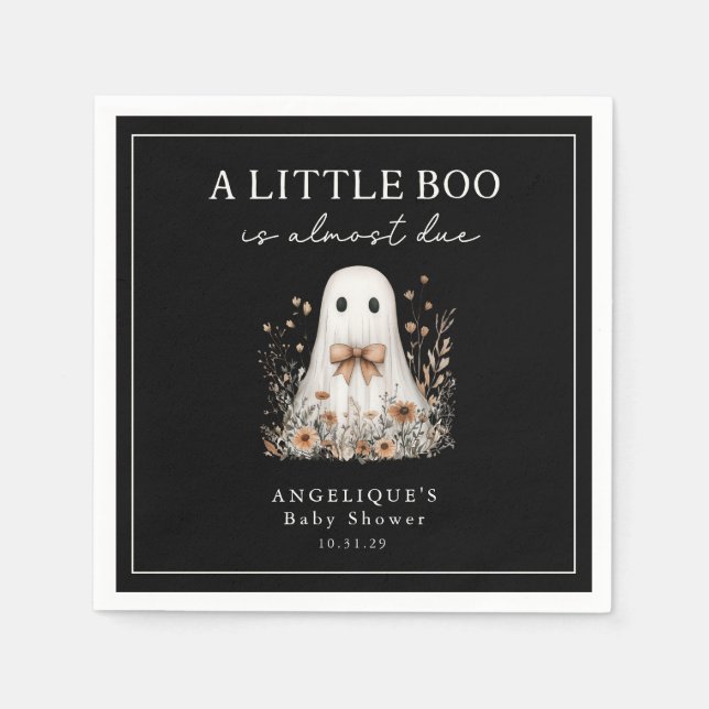A Little Boo Cute Ghost Wildflowers Baby Shower  Napkins (Front)