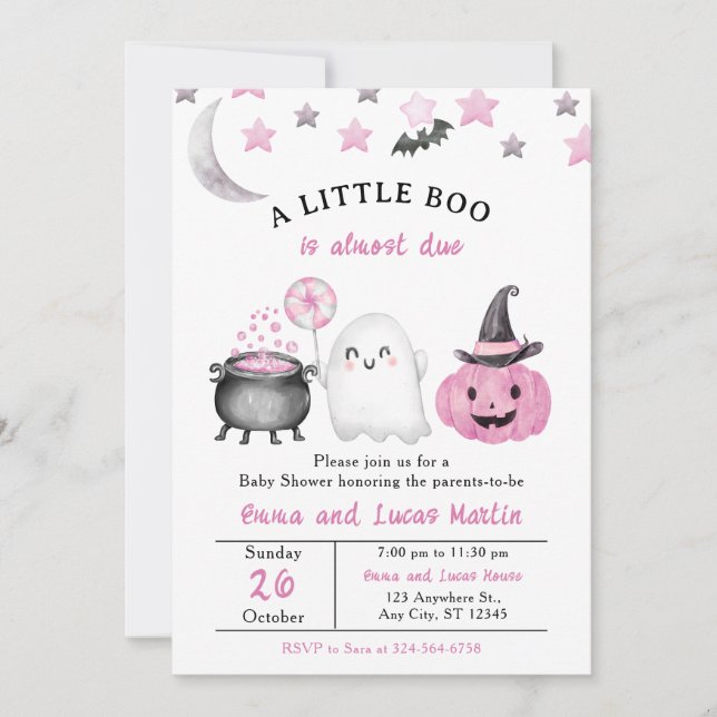 A Little Boo cute Halloween Baby Shower  Invitation (Front)