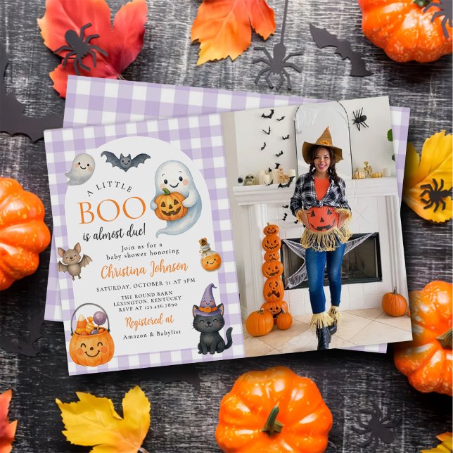 A Little Boo Cute Halloween Baby Shower Photo Invitation (Creator Uploaded)