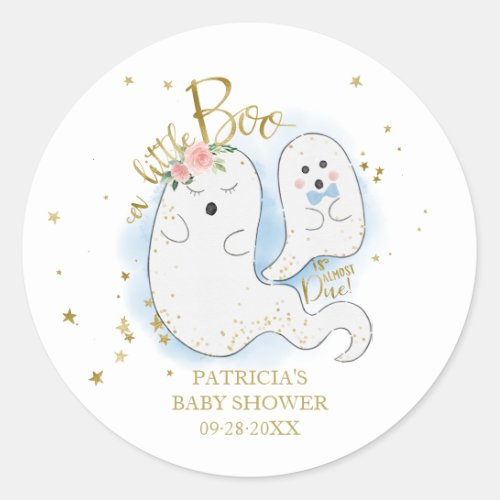 A Little Boo Cute Halloween Boy Baby Shower Classic Round Sticker