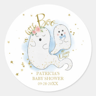 A Little Boo Cute Halloween Boy Baby Shower Classic Round Sticker