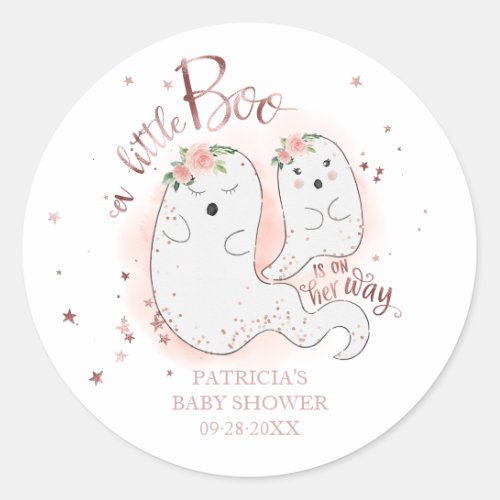 A Little Boo Cute Halloween Girl Baby Shower Class Classic Round Sticker