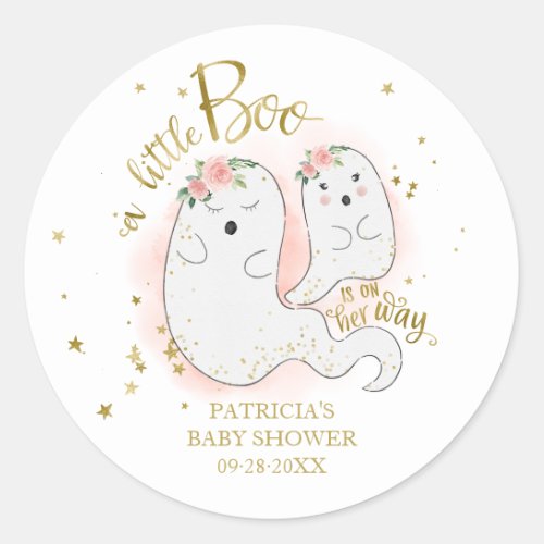 A Little Boo Cute Halloween Girl Baby Shower Classic Round Sticker